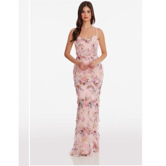 Dress the population Giovanni ruffled Maxi dress blush multi XXL - Picture 5 of 13